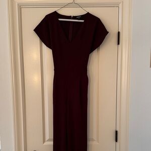 Express Burgundy Jumpsuit with V-Neck